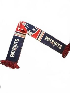 New England Patriots Knit Scarf with Team Logo and Fringe